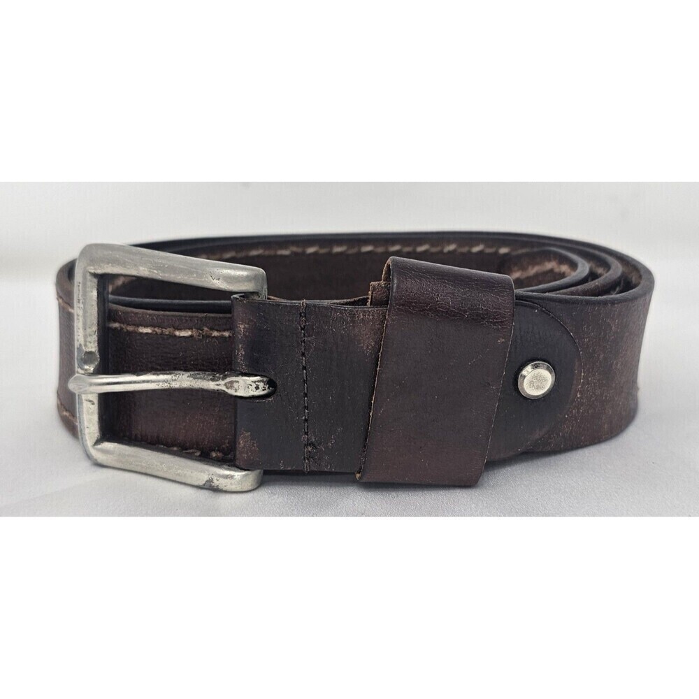 American Eagle Brown Leather Mens Belt Eagle Size 32 Y2k Classic Stitched